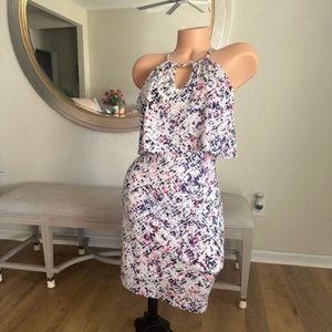 Guess size 4 white with tiny purple designs summer dress NWOT